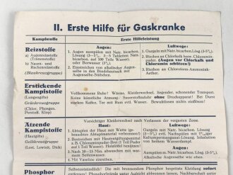 Merkblatt der Verbandstoff Fabriken Paul Hartmann Heidenheim " Die Kampfstoffe" DIN A5, Druckvermerk von 1939