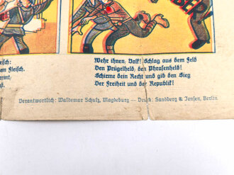 30iger Jahre, Wahlplakat der Sozialdemokratischen Partei Deutschlands "Fort mit Schlag - Wort und Ring" Maße 32 x 45,5cm, klein zusammen gefaltet, 1930