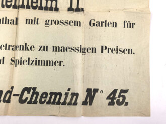 1. Weltkrieg Wandanschlag "Deutsches Heim Soldatenheim II. - Roubaix, Frankreich" Maße 56 x 45,5cm, zusammen gefaltet, 1930
