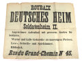 1. Weltkrieg Wandanschlag "Deutsches Heim Soldatenheim II. - Roubaix, Frankreich" Maße 56 x 45,5cm, zusammen gefaltet, 1930