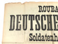 1. Weltkrieg Wandanschlag "Deutsches Heim Soldatenheim II. - Roubaix, Frankreich" Maße 56 x 45,5cm, zusammen gefaltet, 1930
