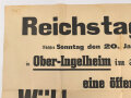 Wandanschlag für eine Wählerversammlung zur Reichstagswahl, Maße 65 x 48cm, zusammen gefaltet