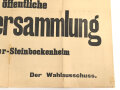 Wandanschlag für eine Wählerversammlung zur Reichstagswahl, Maße 65 x 48cm, zusammen gefaltet