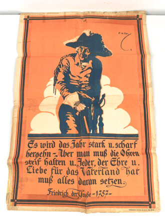 Plakat mit Sinnspruch  "Friedrich der Große...