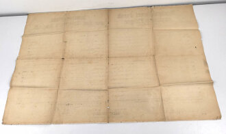 1. Weltkrieg, Wandanschlag Kommandantur Robaix "Bombenabwurf durch englische Flieger" datiert 1917, stark gebraucht, deutsch/französisch, Maße 100 x 66 cm, zusammen gefaltet