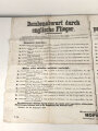 1. Weltkrieg, Wandanschlag Kommandantur Robaix "Bombenabwurf durch englische Flieger" datiert 1917, stark gebraucht, deutsch/französisch, Maße 100 x 66 cm, zusammen gefaltet