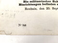 1. Weltkrieg, Wandanschlag Kommandantur Robaix "Bombenabwurf durch englische Flieger" datiert 1917, stark gebraucht, deutsch/französisch, Maße 100 x 66 cm, zusammen gefaltet