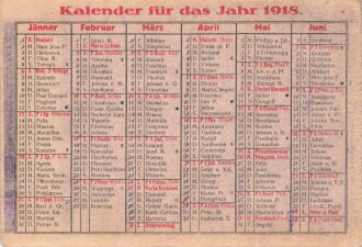 1. Weltkrieg "Kalender für das Jahr 1918" 11,5 x 8cm