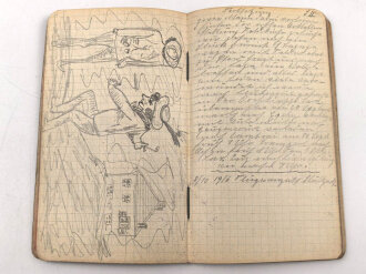 "Kriegsmerkbuch" DIN A6, mit vielen Eintragungen datiert 1915