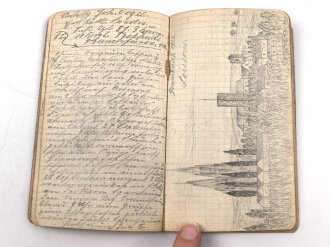 "Kriegsmerkbuch" DIN A6, mit vielen Eintragungen datiert 1915