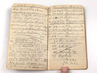 "Kriegsmerkbuch" DIN A6, mit vielen Eintragungen datiert 1915