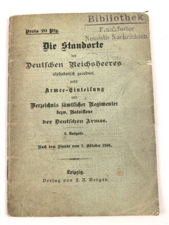 "Die Standortorte  des Deutschen Reichsheeres"...