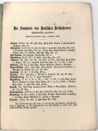 "Die Standortorte  des Deutschen Reichsheeres"...