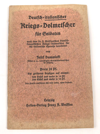 1.Weltkrieg "Deutsch Italienischer Kriegs Dolmetscher für Soldaten" 32 Seiten, DIN A6