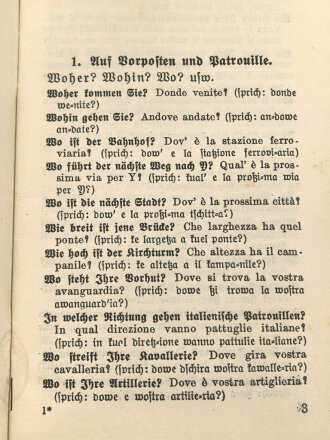 1.Weltkrieg "Deutsch Italienischer Kriegs Dolmetscher für Soldaten" 32 Seiten, DIN A6
