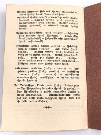 1.Weltkrieg "Deutsch Italienischer Kriegs Dolmetscher für Soldaten" 32 Seiten, DIN A6