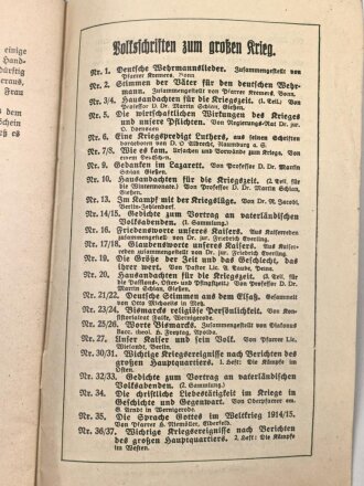 "Volksschriften zum großen Krieg - Deutsche Kreigsweihnacht 1915"  32 Seiten, DIN A5