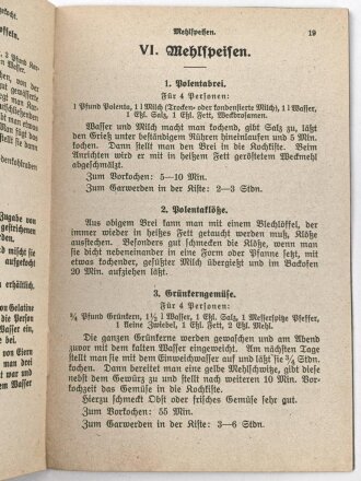 "Kriegs Kochregeln für die Benutzung der Kochkiste" datiert 1918, unter DIN A5