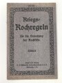 "Kriegs Kochregeln für die Benutzung der Kochkiste" datiert 1918, unter DIN A5