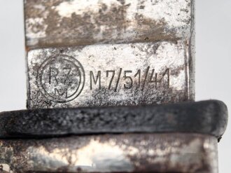 Fahrtenmesser für Angehörige der Hitlerjugend. Hersteller "M7/51/41" Griffemblem sauber entfernt, ungereinigtes Stück