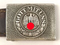 Koppelschloss  für Mannschaften des Heeres. Leichtmetallausführung , die Lederlasche defekt