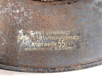 Stahlhelm Luftschutz. In allen Teilen originales Stück, ungereinigt