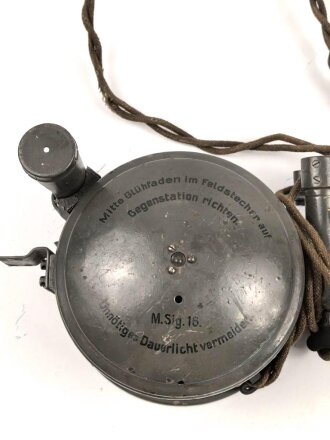 1.Weltkrieg und Reichswehr, Mittleres Blinkgerät "M Sig. 16" Hersteller Carl Zeiss Jena. Originallack, Unvollständig