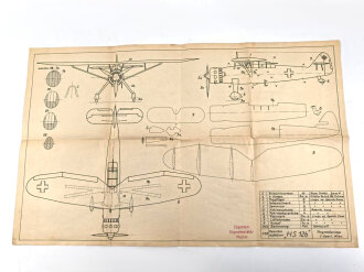 III.Reich, Modellbaubogen Henschel Aufklärer HS126. Guter Zustand, Maße 34 x 54cm
