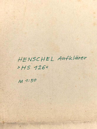 III.Reich, Modellbaubogen Henschel Aufklärer HS126. Guter Zustand, Maße 34 x 54cm