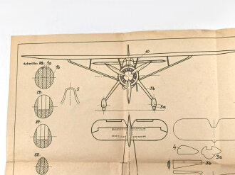 III.Reich, Modellbaubogen Henschel Aufklärer HS126. Guter Zustand, Maße 34 x 54cm