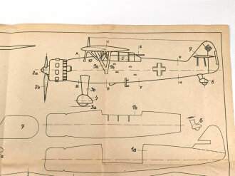 III.Reich, Modellbaubogen Henschel Aufklärer HS126. Guter Zustand, Maße 34 x 54cm