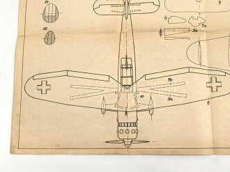 III.Reich, Modellbaubogen Henschel Aufklärer HS126. Guter Zustand, Maße 34 x 54cm