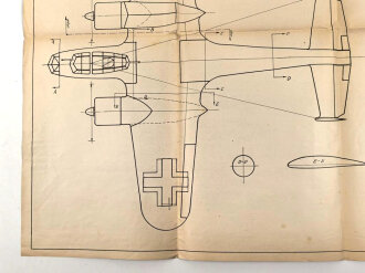 III.Reich, Modellbaubogen Fernaufklärer Dornier Do215. Guter Zustand, Maße 48 x 68cm