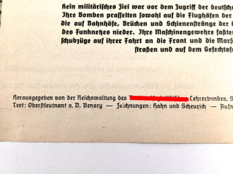 III.Reich, Lehrschau Bogen Nr. 5 " Luftwaffe greift an" Guter Zustand, Maße 42 x 61cm