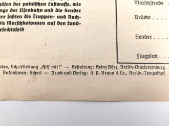 III.Reich, Lehrschau Bogen Nr. 5 " Luftwaffe greift an" Guter Zustand, Maße 42 x 61cm