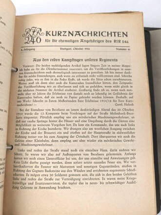 Deutschland nach 1945, zwei DIN A5 Ordner "Kurznachrichten für die ehemaligen Angehörigen  des RIR 246 und 54.RD" Ab Jahrgang 1953, nicht auf Vollständigkeit geprüft