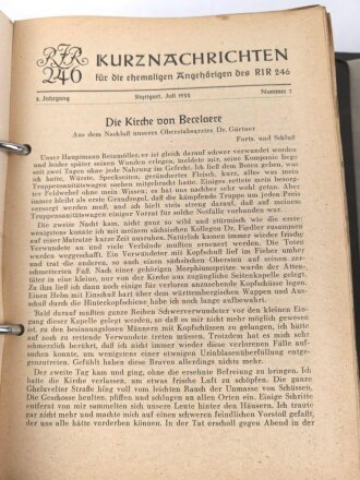 Deutschland nach 1945, zwei DIN A5 Ordner "Kurznachrichten für die ehemaligen Angehörigen  des RIR 246 und 54.RD" Ab Jahrgang 1953, nicht auf Vollständigkeit geprüft