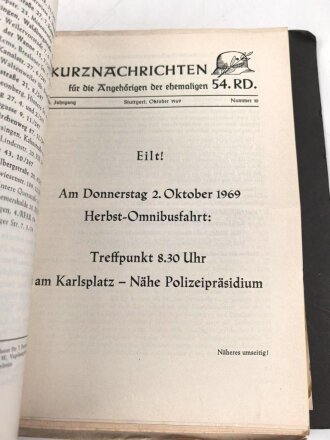 Deutschland nach 1945, zwei DIN A5 Ordner "Kurznachrichten für die ehemaligen Angehörigen  des RIR 246 und 54.RD" Ab Jahrgang 1953, nicht auf Vollständigkeit geprüft