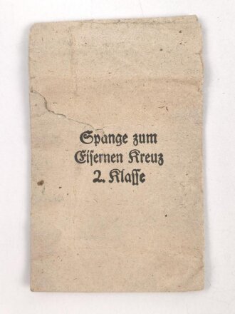 Tüte zur " Spange zum Eisernen Kreuz 2. Klasse" Neuzeitliche Sammleranfertigung