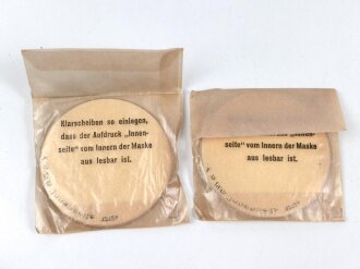 Zwei Satz Klarscheiben für die Gasmaske der Wehrmacht und für die S Maske des Luftschutz