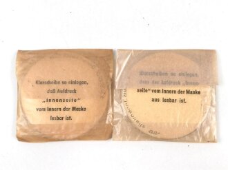 Zwei Satz Klarscheiben für die Gasmaske der Wehrmacht und für die S Maske des Luftschutz