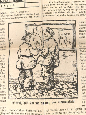 1. Weltkrieg "Feldzeitung - Die Mauer" Nummer 4 vom 30. Juni 1917, gefaltet