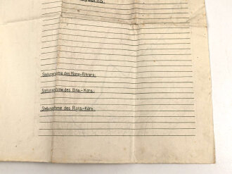"Patrouillen Meldung" datiert 1918, Rückseitigt eine Gruppen-Karte von Frankreich, 34 x 37,5cm