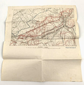 "Patrouillen Meldung" datiert 1918, Rückseitigt eine Gruppen-Karte von Frankreich, 34 x 37,5cm