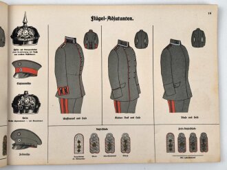 "Die Feldgraue Friedens- und Kriegs Bekleidung der k. Bayerischen Armee" 74 Seiten, stark gebraucht, DIN A4, die ersten Seiten und das Titelblatt mit Loch