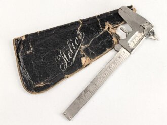 Schieblehre " HELIOS DRP"  , zivile Ausführung, so sicherlich auch in Rüstungsbetrieben und ähnlichem im Einsatz , in defekter Hülle