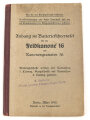 "Anhang zur Batterieführertafel für die Feldkanone 16 mit Kanonengranaten 16" datiert 1918, 15 Seiten, über DIN A6
