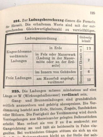 "H-26 Technischer Unterricht für die k.u.k. Sappeur/ Pioniertruppe Sprengvorschriften" datiert 1915, 139 Seiten, DIN A6