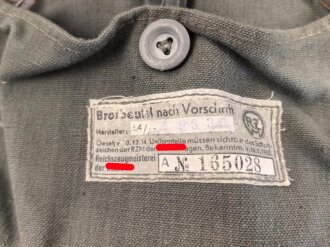 Brotbeutel für Angehörige der NSDAP. Hersteller und 1938, RZM Etikett, Sehr guter Zustand