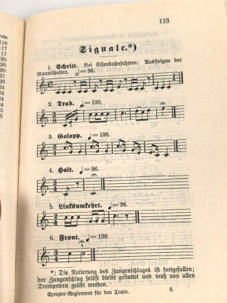 D.V.E.Nr. 256 "Exerzier Reglement für den Train" datiert 1907, 125 Seiten, DIN A6
